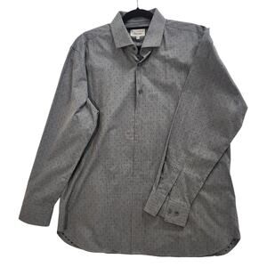 Ted Baker Endurance Dress Shirt 17.5 34/35 Gray Blue Dot Long Sleeve